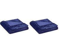 Amazon Basics Plaid Polaire, 127 x 152 cm, Bleu Marine (Lot de 2)