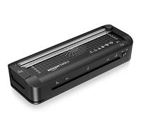 Amazon Basics Plastifieuse thermique A4 3 en 1, fonctions de découpage, perforage et arrondi de coins, 10 pochettes incluses, prise EU, Noir