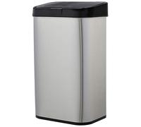 Amazon Basics Poubelle automatique en acier inoxydable, Rectangulaire, 60 litres, Argenté/Noir