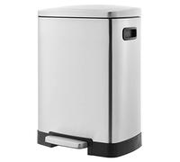 Amazon Basics Poubelle de recyclage rectangulaire à pédale avec 2 compartiments et couvercle à fermeture douce, 25 L & 15 L (40L), argent