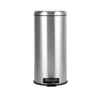 Poubelle ronde Amazon Basics, cylindrique, en acier inoxydable, 30 litres, finition satinée