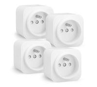 Prise intelligente Amazon Basics, compatible avec Amazon Alexa, Google Home et Apple HomeKit, hub Matter requis, Wi-Fi 2,4 GHz, blanche, lot de 4