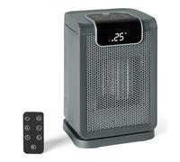 Amazon Basics Radiateur Électrique Céramique, 1800W, Télécommande, Oscillation 70°, Affichage Digital, 5 Modes, Minuterie 24h, 25cm, Gris