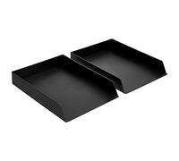 Amazon Basics Rectangulaire Organiseur en plastique Lot de 2 corbeilles à courrier, 24.6 x 5.6 x 33 cm, Noir