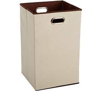 Amazon Basics Rectangulaire Panier à linge pliable, Blanc,marron