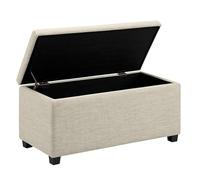 Amazon Basics Rectangulaire Polyester Ottomane rembourrée, Coffre de rangement et banquette d’entrée, Repose-pieds, Beige, 42 x 91 x 43 cm (l x P x H)