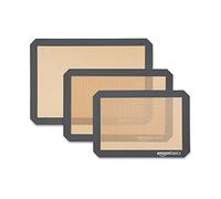Amazon Basics Rectangulaire Tapis de Cuisson en Silicone, Lot de 3, Marron/Noir, 23.0cm x 33.0cm, 25.0cm x 29.5cm, 29.5cm x 37.5cm