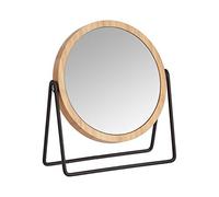 Amazon Basics Rond Montage sur Table Miroir grossissant sur Pied, cer e Bambou, 1 x / 5 x, Beige, 18.3 cm x 7.3cm x 20.7 cm