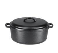 Amazon Basics Ronde Faitout en fonte pré-enduite à double poignée, 6,62 l, Noir