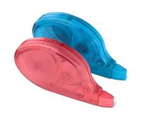 Amazon Basics Ruban correcteur, Lot de 2, Rouleau, Stylo, Style Souris, Séchage Instantané, 12m de Long, Rouge, Bleu