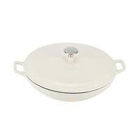 Amazon Basics Sauteuse en fonte Ronde émaillée avec couvercle, 3.1 L, Blanc