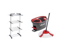 Amazon Basics Séchoir Tour d'intérieur avec Ailes Pliantes & Vileda Easy Wring & Clean Turbo Balai à Frange + Seau à pédale - Set Complet