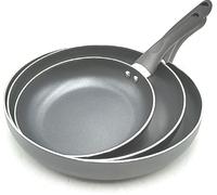Amazon Basics - Set de 3 poêles à frire antiadhésives, tailles : 20 cm, 25 cm et 30 cm, Noir