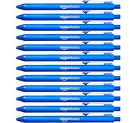 Amazon Basics Stylos à Bille Rétractables, Prise en Main Souple, Sans Bavures, Idéals pour l'École et le Bureau, Bleu, Lot de 12