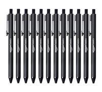 Amazon Basics Stylos à Bille Rétractables, Prise en Main Souple, Sans Bavures, Idéals pour l'École et le Bureau, Noir, Lot de 12
