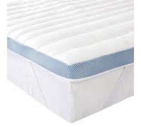 Amazon Basics Surmatelas de Mousse à Mémoire de Forme avec Sangles, 160 x 200 x 5 cm, Blanc