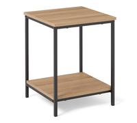 Amazon Basics Table d’appoint avec Étagère Inférieure, Carrée, Table de Nuit pour Chambre, Table de Bout de Canapé avec Cadre en Acier, Montage Facile, 40cm x 40cm x 51cm, Chêne