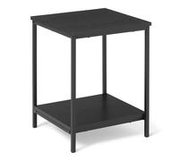 Amazon Basics Table d’appoint avec Étagère Inférieure, Carrée, Table de Nuit pour Chambre, Table de Bout de Canapé avec Cadre en Acier, Montage Facile, 40cm x 40cm x 51cm, Noir