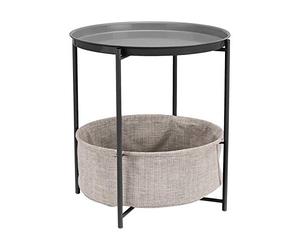 Amazon Basics Table d'appoint ronde de rangement, Gris anthracite avec tissu chiné, 44.96 cm D x 44.96 cm W x 48 cm H