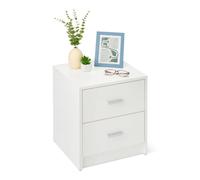 Amazon Basics Table de Chevet, Table de Nuit à 2 Tiroirs, Armoire de Chambre, Blanc, 47 x 40 x 36cm