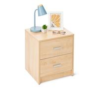 Amazon Basics Table de Chevet, Table de Nuit à 2 Tiroirs, Armoire de Chambre, Finition Érable, 47 x 40 x 36cm