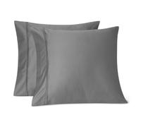 Amazon Basics Taie d'oreiller Carré Deluxe, 100% Coton Satin 400 Fils, Extra-Doux, 65 x 65 cm, Gris Foncé