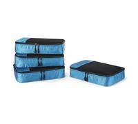 Amazon Essentials Ensemble de 4 Cubes de Rangement, Organisateurs de Voyage avec Double Fermeture Éclair, Dessus en Maille, Polyester, Taille M, Bleu Ciel (Anciennement Amazon Basics)