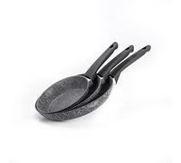 [Amazon Exclusive] Moneta Sinfonia Set de 3 poêles (18-22-26 cm) également pour induction, revêtement renforcé par particules minérales. Fabriqué en Italie