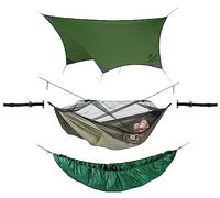 AMAZONAS Hamac d'extérieur ultra léger,Set de hamacs comprenant : moustique Traveller Thermo, Traveller Tarp, T-Strap & Underquilt,Jusqu'à 200 kg,Idéal pour les randonneurs, la nature, le camping
