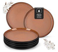 AMBER Ensemble de 6 Assiettes Plates en Grès - 26cm - Passe au Lave-Vaisselle et au Micro-Ondes, Assiettes Plates(6x)