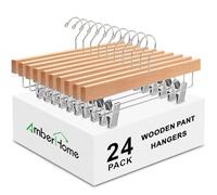 Amber Home Cintre en Bois Massif pour Pantalon en Forme de gugertree avec 2 Clips réglables 24