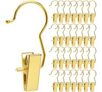 Amber Home Lot de 24 pinces à bottes dorées pour placard, cintres de bottes avec crochets, crochets à linge, épingles à linge, cintres de voyage portables pour chapeau, serviettes, soutien-gorge