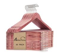 Amber Home Lot de 30 cintres en bois de cèdre avec barre antidérapante pour pantalons, cintres en cèdre pour organisation de placard, chemises, vestes, robes et pantalons