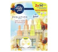 Ambi Pur 3Volution Parfumeur pour ambiances, 2 recharges pour diffuseur électrique, parfum or et fleurs de vanille, technologie élimine les odeurs, jusqu'à 90 jours de parfum pour recharge