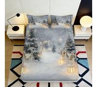Ambiance Cosy Parure Housse 3D Printed Microfiber, Scène Neigeuse, Tissu Doux, Protection Matelas, Décor Maison Polyvalent, Entretien Facile 90x200x25cm
