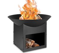 Ambiance Foyer de jardin Cheminée de jardin Corbeille de feu Bol de feu Chaudron de feu en métal noir 56x41 cm