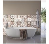 Ambiance-Live Col-Tiles-Ros-A890_15x15cm Stickers Adhésifs Carrelages, Multicolore, 15 X 15 Cm, Set De 15 Pièces