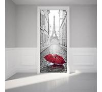 Ambiance-Live J4-YSJL18Paris-street-umbrella Stickers adhésifs Porte, Vinyle, Multicolore, 204 x 83 cm