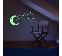 Ambiance-Live phos-ROS-A160 - Sticker Lune et étoiles, Phosphorescent, 25 x 25cm