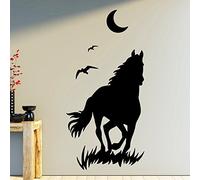 Ambiance-Live Sticker Mural Cheval et Lune - 55 x 35 cm, Noir