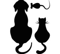 Ambiance-Live Sticker Mural chien, chat et souris - 45 X 45 cm, Noir