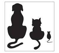 Ambiance-Live Sticker Mural chien, chat et souris - 75 X 75 cm, Bordeaux