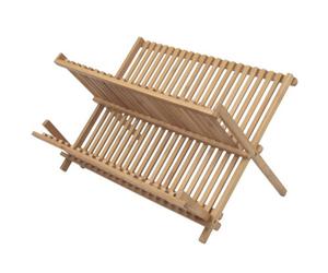Ambiance Nature 507098 Égouttoir Vaisselle Bambou Pliable 32 Couverts - Gain de Place Cuisine Studio - Support Assiettes Compact 3,5cm