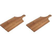 Ambiance Nature 544431 Planche à découper avec poignée en Bambou certifié FSC (L 39 cm l 20 cm H 0.5 cm) - Plateau de Service, Planche de présentation des Aliments, Marron (Lot de 2)