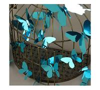 Ambiance Sticker 3D Papillons Stickers Décoration Papillon Autocollants Muraux pour Maison Pièce - Pack of 12 Pièces Miroir Bleu Papillon