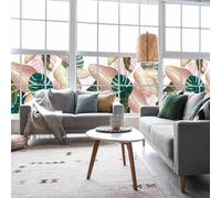 Ambiance Sticker Adhésif Film Fenêtre Anti Regard Occultant - Feuilles Tropicales - Autocollant Brise-Vue pour Vitres & Porte de Douche Large - H40 x L100 cm