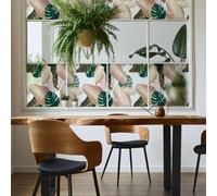 Ambiance Sticker Adhésif Film Fenêtre Anti Regard Occultant - Feuilles Tropicales - Autocollant Brise-Vue pour Vitres & Porte de Douche XL - H40 x L200 cm