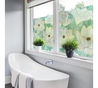 Ambiance Sticker Adhésif Film Fenêtre Anti Regard Occultant - Fleurs de Lotus Effet Doré - Autocollant Brise-Vue pour Vitres & Porte de Douche Large - H40 x L100 cm