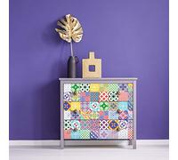 Ambiance Sticker Adhésif Meuble - Carreaux de Ciment Sticker Autocollant Carrelage Décoration pour Tables Armoires Commodes Étagères | Meuble Moticia | 60 Sticker Tiles de 10x10 cm