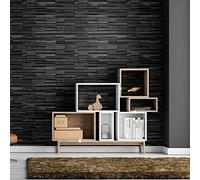 Ambiance Sticker Adhésif Revêtement Mural - Matériaux Sticker pour Salle de Bain, Cuisine et Salon Autocollant Wall Covering Effet Odyssée Anthracite | H60 x L60 cm